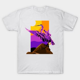 Purple Heron Bird T-Shirt